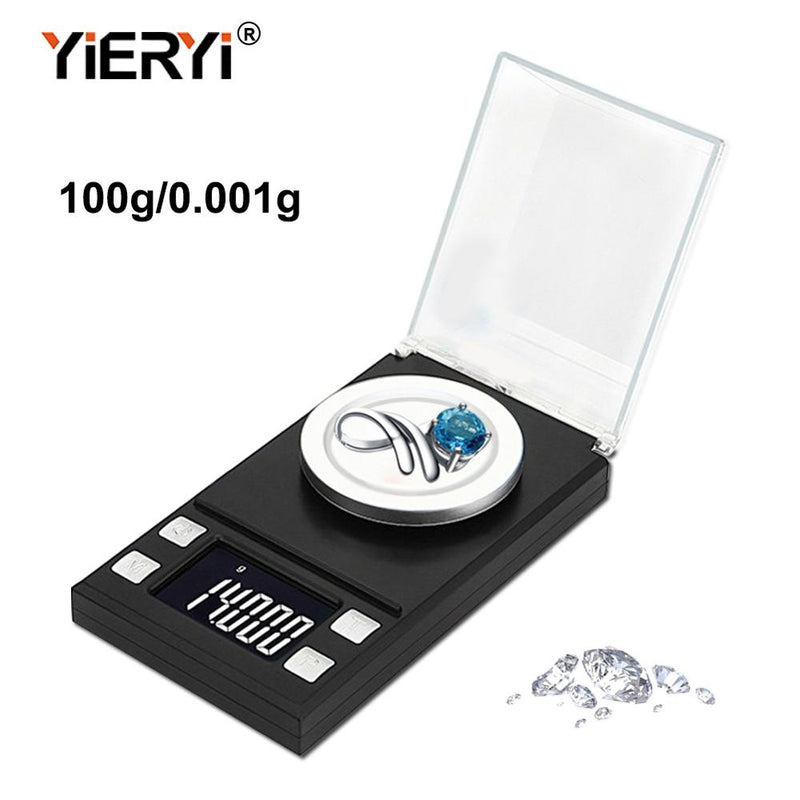 yieryi 100g/50g/20g/10g Electronic Scales 0.001 LCD Digital Scale Jewelry Medicinal Herbs Portable Lab Weight Milligram Scale