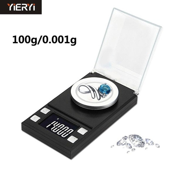 yieryi 100g/50g/20g/10g Electronic Scales 0.001 LCD Digital Scale Jewelry Medicinal Herbs Portable Lab Weight Milligram Scale