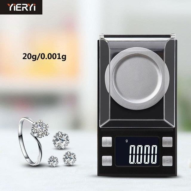 yieryi 100g/50g/20g/10g Electronic Scales 0.001 LCD Digital Scale Jewelry Medicinal Herbs Portable Lab Weight Milligram Scale