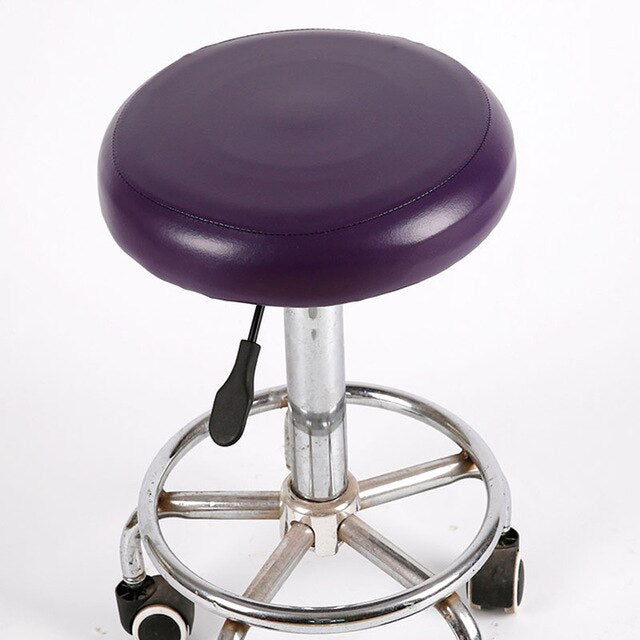 New Elastic PU Leather Round Stool Chair Cover Waterproof Pump Chair Protector Bar Beauty Salon Small Round Seat Cushion Sleeve