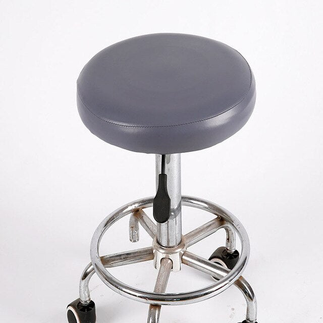 New Elastic PU Leather Round Stool Chair Cover Waterproof Pump Chair Protector Bar Beauty Salon Small Round Seat Cushion Sleeve