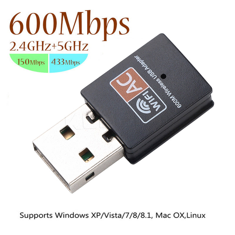 Hot USB WiFi Adapter 2.4GHz 5GHz 600Mbps WiFi Antenna Dual Band 802.11b/n/g/ac Mini Wireless Computer Network Card Receiver