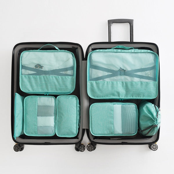 7pcs/set Men Travel Bag Sets Waterproof Packing Cube Portable Clothes Sort Case Women Luggage Organizer Bag Accessories dropship