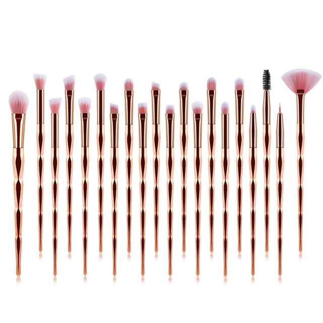 20Pcs Diamond Makeup Brushes Set Beauty Make Up Brush Tool Cosmetic Powder Foundation Blending Eye Shadow Eyebrow Eyelash Brush