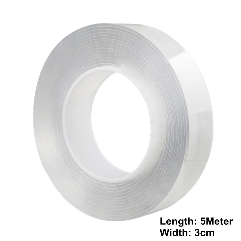 1/3/5/10M 1MM Nano Magic Tape Double Sided Tape Transparent No Trace Acrylic Waterproof Adhesive Tape Cleanable Free Shipping