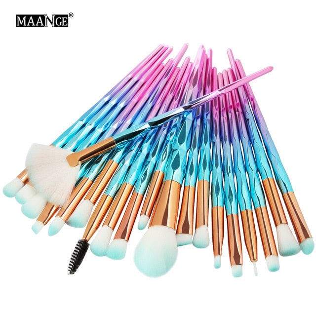 MAANGE 20Pcs Diamond Makeup Brushes Set Powder Foundation Blush Blending Eye shadow Lip Cosmetic Beauty Make Up Brush Tool Kit